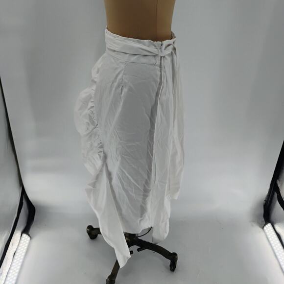 MILLY Skirt Lagenlook Stripe 100% Cotton White Midi Women's Size 10 - Picture 11 of 16